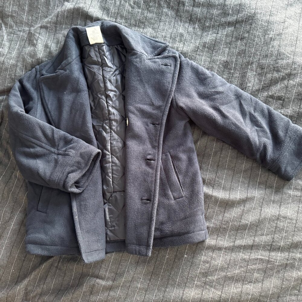 Crazy 8 Gymboree Navy Fleece Pea Coat Size Medium - Picture 2 of 4